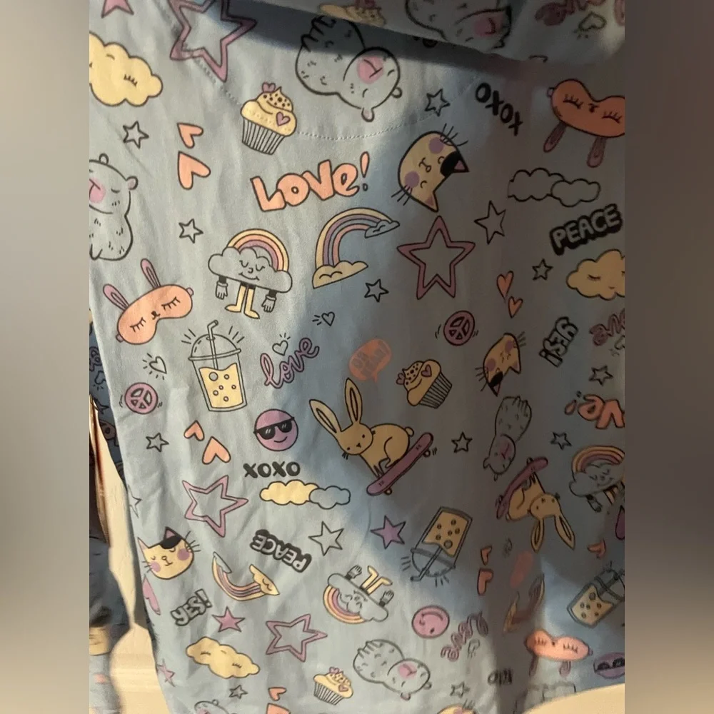Wonder Nation Girls 3-Piece Pajama Set w/ Sleep Mask Size M 7-8 NWT